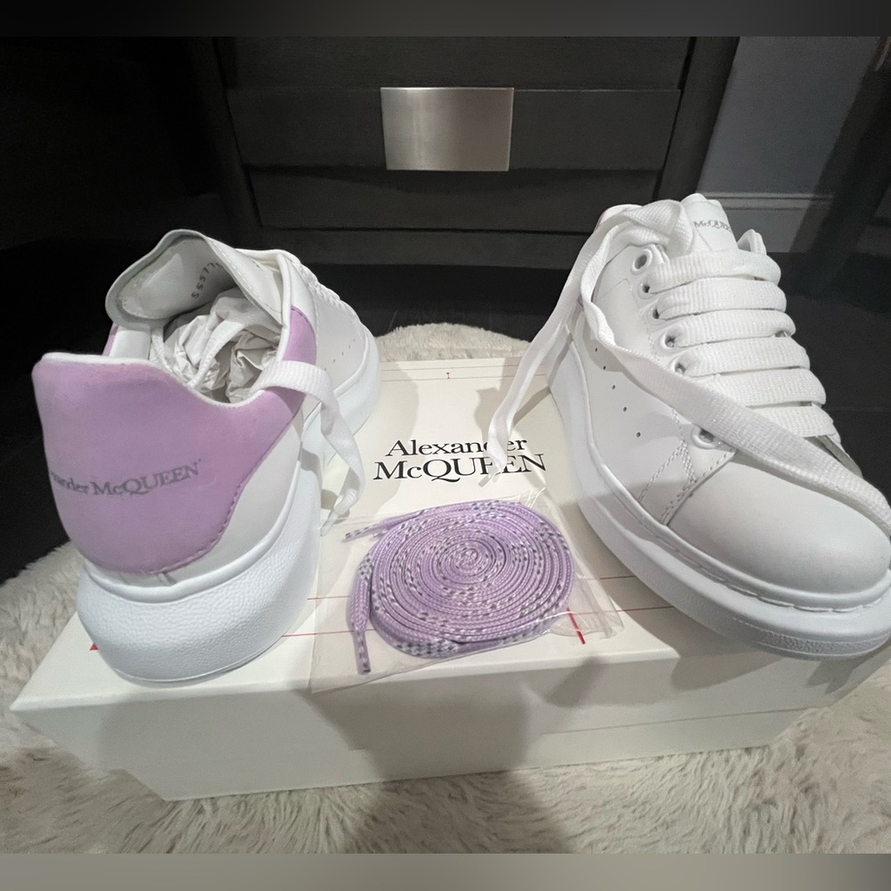 ALEXANDER MCQUEEN Suede-trimmed leather exaggerated-sole sneakers NWT New